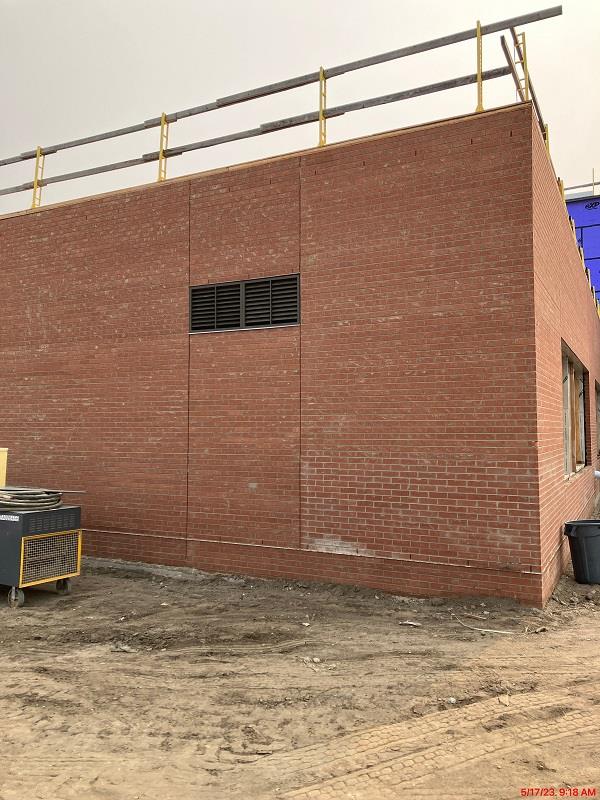 Exterior brick work is complete